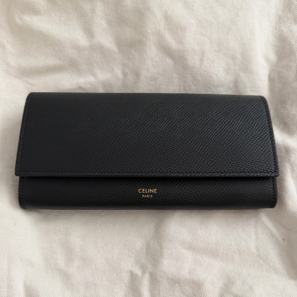 NEW Celine Large Flap Wallet Grained Calfskin